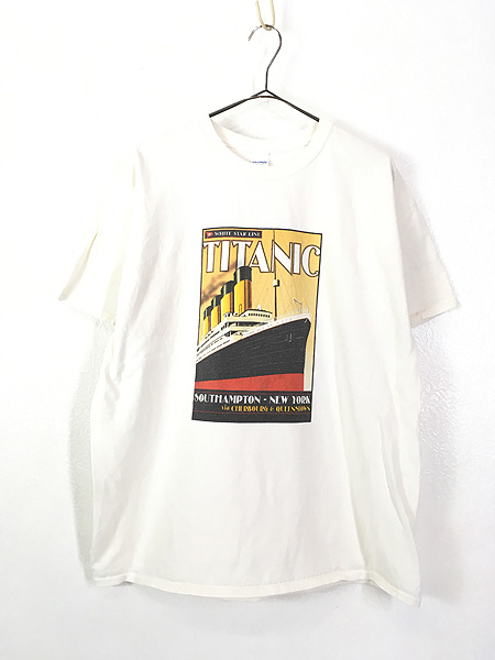 古着 TITANIC タイタニック号 グラフィック アート プリント Tシャツ