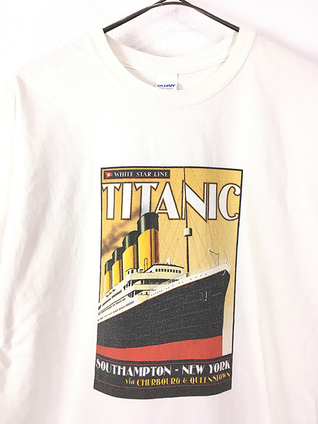 古着 TITANIC タイタニック号 グラフィック アート プリント Tシャツ