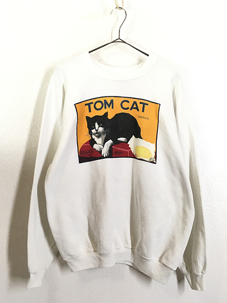 古着 80s TOM CAT BRAND ハチワレ ねこちゃん アート スウェット