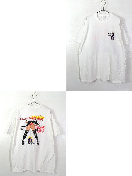 古着 90s USA製 「Night Shift」 ネオン グラフィック エロ Tシャツ XL