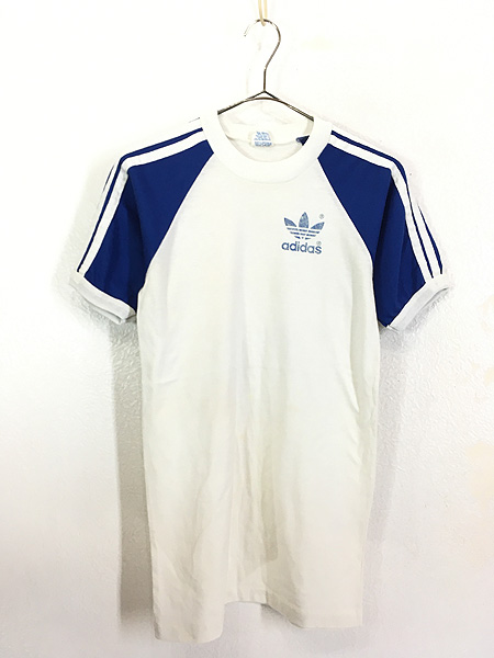 古着 80s USA製 adidas トレフォイル 3ライン 2トーン リンガー T 