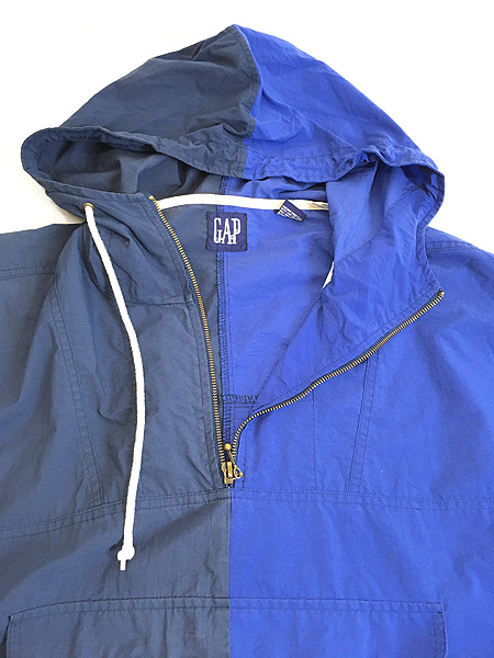 古着 90s GAP バイカラー ハーフジップ ナイロン アノラック パーカー