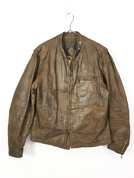 古着 70s TOP GEAR Leathers 本革 レザー シングル ライダース