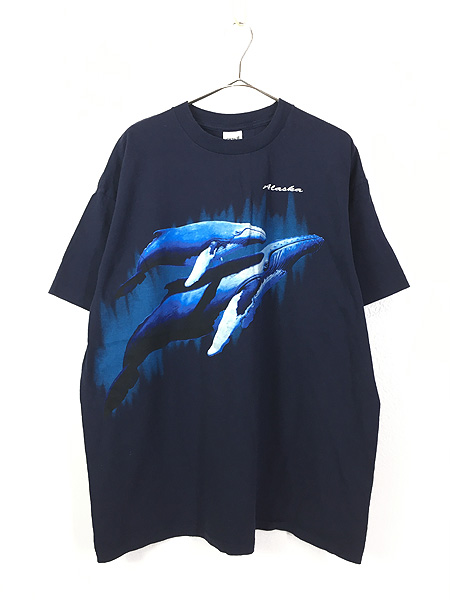 古着 90s クジラ グラフィック アート Tシャツ XXL 古着【10off