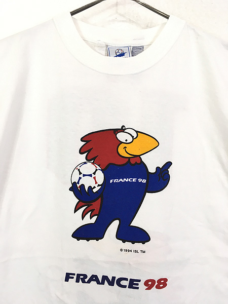 古着 90s France 98 サッカー ワールドカップ オフィシャル 両面 キャラクター Tシャツ L位 古着 - 古着 通販 ヴィンテージ　 古着屋 Dracaena ドラセナ