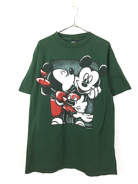 古着 90s USA製 Disney ミッキー & ミニー Kiss BIG プリント Tシャツ L位 古着 - 古着 通販 ヴィンテージ　古着屋  Dracaena ドラセナ