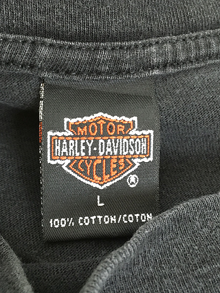 古着 90s USA製 Harley Davidson ファイヤー パターン 長袖 Tシャツ