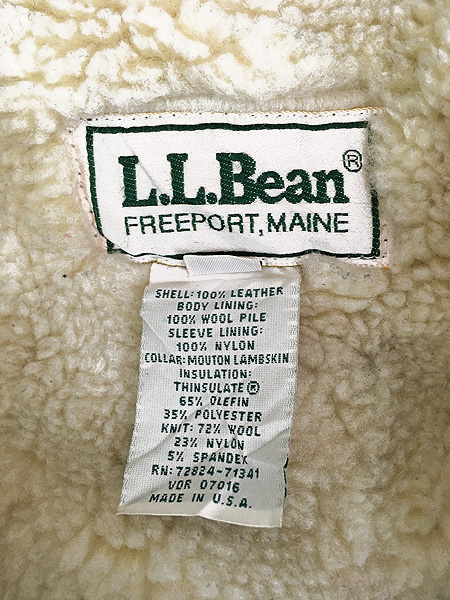 古着 80-90s USA製 LL Bean G-1 ムートン ボア 防寒 パデッド 本革