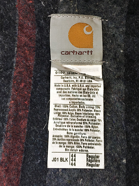 古着 00s Carhartt 裏地 ストライプ ブランケット ブラック ダック