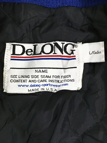古着 90s USA製 DeLONG ネーム 刺しゅう 本革 レザー ウール 