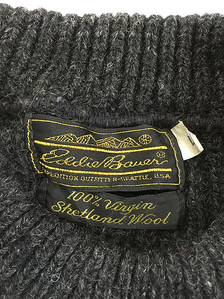 古着 70s Eddie Bauer ローゲージ ヘビー シェットランド ウール