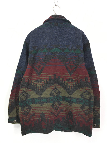 古着 80s USA製 WoolRich ネイティヴ チマヨ 総柄 ウール ブランケット