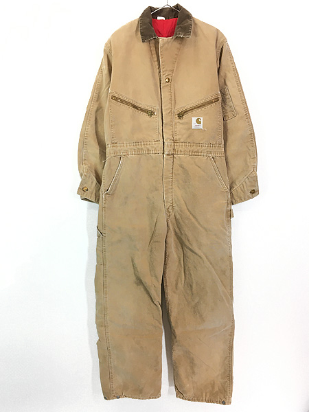 古着 70s Carhartt 防寒 パデッド ブラウン ダック オールインワン つなぎ 40R 古着【10off】 - 古着 通販 ヴィンテージ　 古着屋 Dracaena ドラセナ