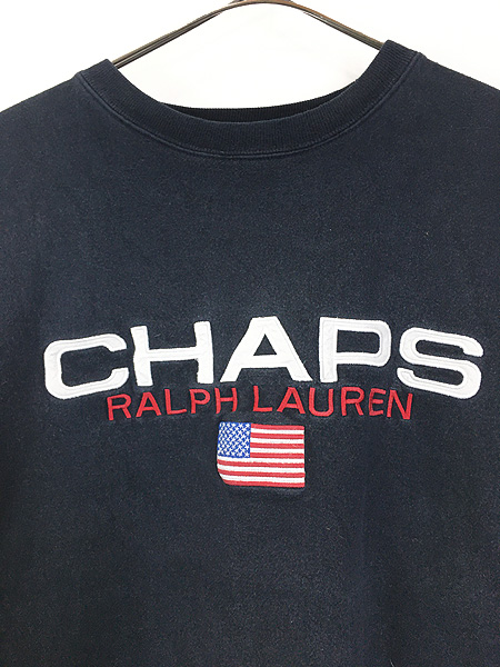 古着 90s CHAPS Ralph Lauren 星条旗 フラッグ 刺しゅう スウェット