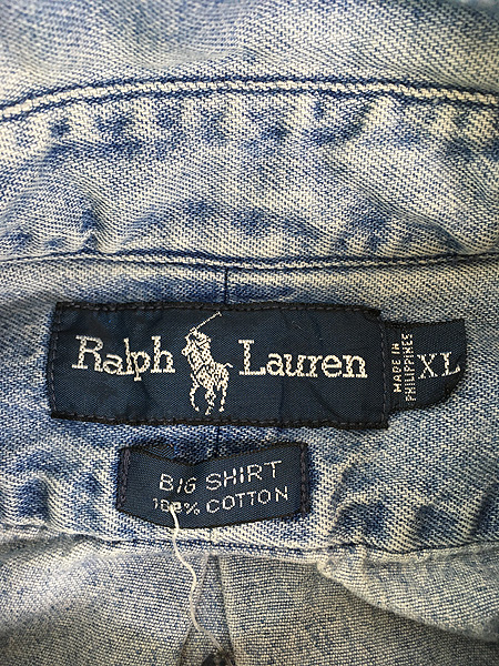 古着 90s Ralph Lauren 「BIG SHIRT」 ポニー 刺しゅう デニム