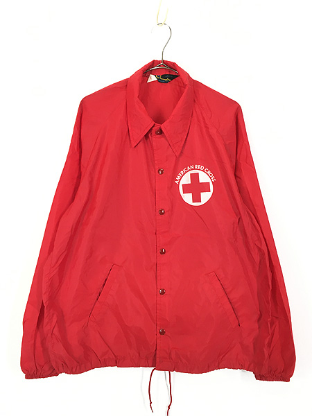 古着 70s USA製 Champion 「American Red Cross」 赤十字 ナイロン コーチ ジャケット XL 美品!! 古着  古着 通販 ヴィンテージ 古着屋 Dracaena ドラセナ