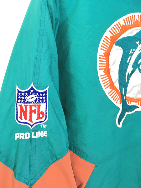 古着 90s NFL Miami Dolphins ドルフィンズ ハーフジップ パデット