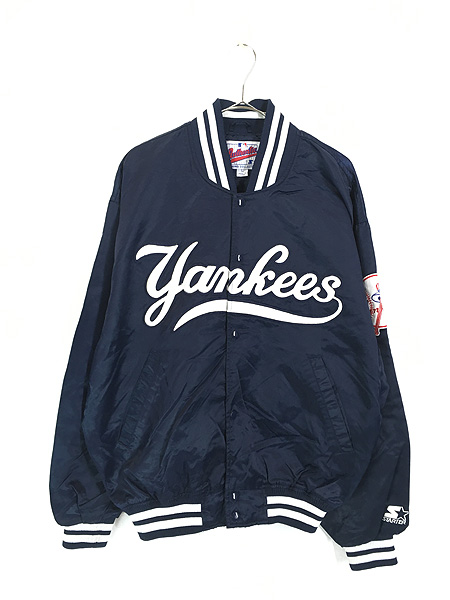 古着 90s MLB NY Yankees ヤンキース 光沢 サテン スタジャン