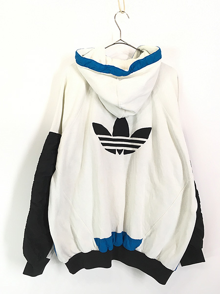 古着 90s adidas ナイロン 切替 BIG ロゴ ハーフジップ スウェット