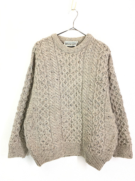 古着 90s Ireland製 Aran Sweater Market ネップ アラン フィッシャーマン ウール ニット セーター L - 古着 通販  ヴィンテージ　古着屋 Dracaena ドラセナ