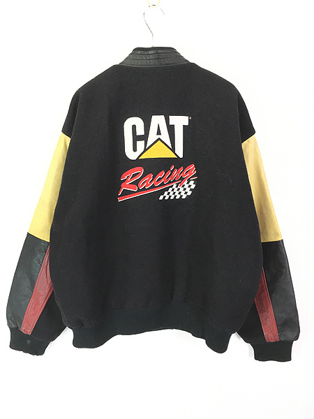 古着 90s CAT 企業 本革 レザー × メルトン ウール レーシング ...