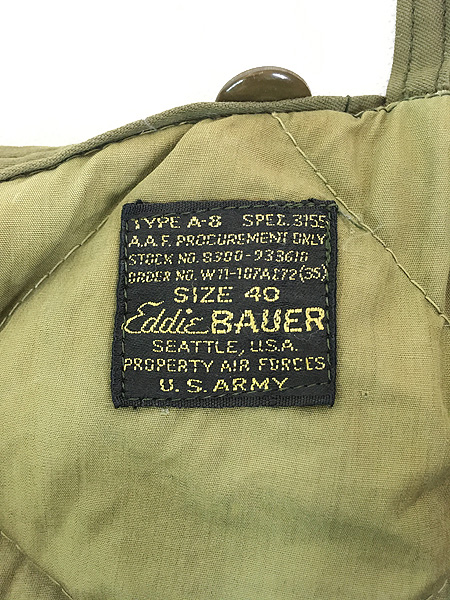 [9] 古着 40s 米軍 USAAF Eddie Bauer製 A-8 防寒 ヘビーゾーン フライト ダウン パンツ 40 美品!!
