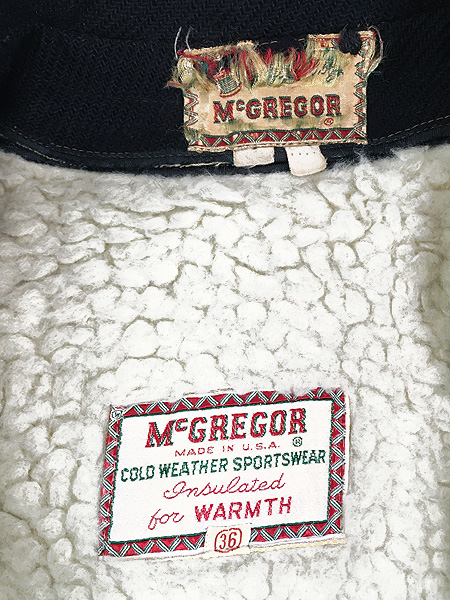 古着 50s USA製 McGREGOR 「WARMTH」 パイル ライナー ヘビー ウール コート 黒 36 - 古着 通販 ヴィンテージ　古着屋  Dracaena ドラセナ