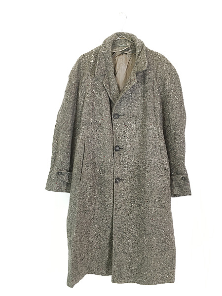 60s vintage tweed wool chester coat gray