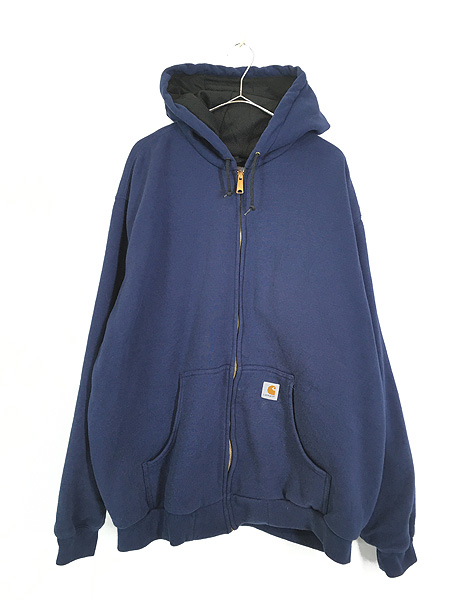 90s Carhartt フルジップパーカー 紺色 肉厚 - パーカー