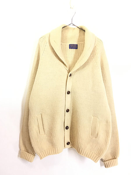 古着 80s USA製 Pendleton ヘチマ襟 ショールカラー ウール ニット