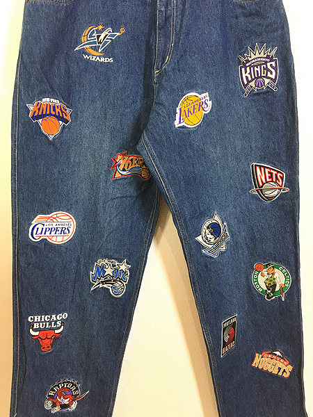 古着 UNK DENIM NBA 豪華 オールスター チーム 刺しゅう デニム ワイド