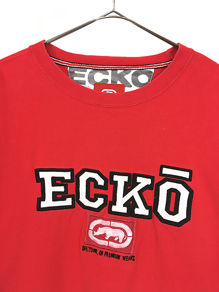 古着 ECKO UNLTD エコー BIG ロゴ 刺しゅう パッチ 長袖 Tシャツ ロンT