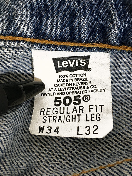 古着 90s Levi's 505 ブルー デニム パンツ ジーンズ スリム W33 L31