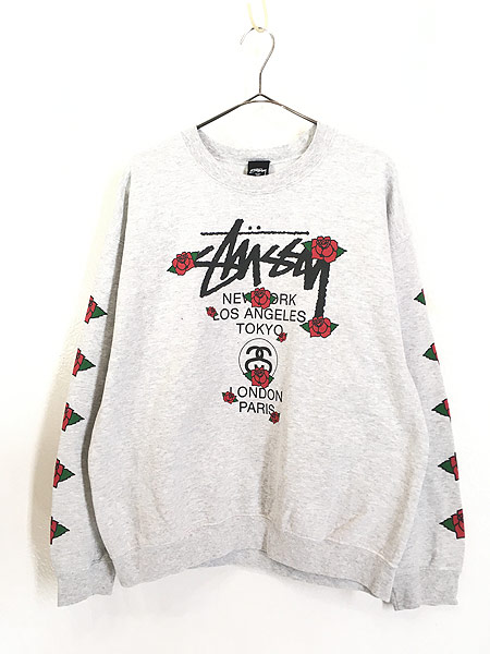 古着 Stussy 「World Tour」 バラ パターン スウェット トレーナー L ...