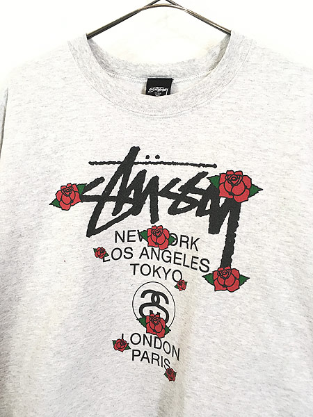 古着 Stussy 「World Tour」 バラ パターン スウェット トレーナー L ...