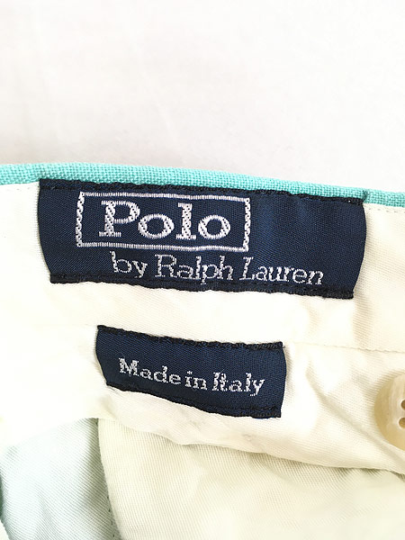 古着 Italy製 Polo Ralph Lauren 上質 100% リネン スラックス パンツ ストレート 青緑 W31 L32  古着【10off】 - 古着 通販 ヴィンテージ　古着屋 Dracaena ドラセナ
