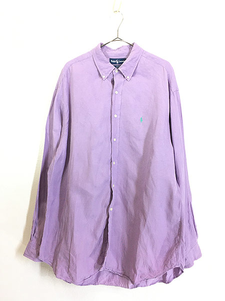 古着 90s Ralph Lauren 「BLAKE」 上質 リネン シルク BD シャツ XL