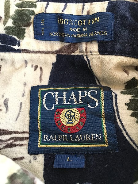 古着 90s CHAPS Ralph Lauren キャンプ アウトドア 総柄 フランネル シャツ ネルシャツ L 古着 - 古着 通販 ヴィンテージ　 古着屋 Dracaena ドラセナ
