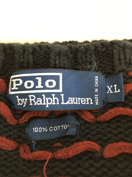 古着 Polo Ralph Lauren 「RL」 トナカイ ノルディック コットン ニット セーター XL 古着 - 古着 通販 ヴィンテージ　 古着屋 Dracaena ドラセナ