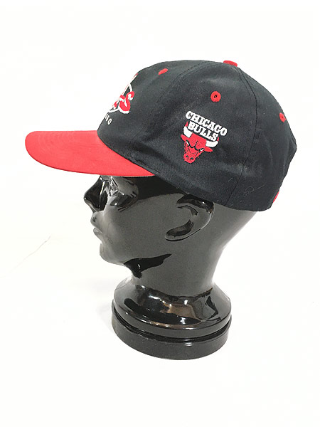 Made in USA CHICAGO BULLS CHAMPIONS cap シカゴブルズ キャップ レザー ヴィンテージ 6全体的なヨゴレダメージあり