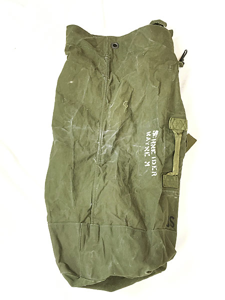 [4] 雑貨 古着 80s 米軍 US ARMY ステンシル キャンバス 巾着型 ダッフル バック 大型 古着