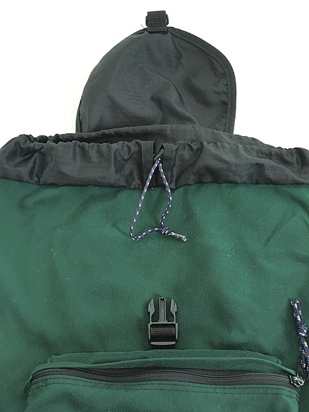 [6] 雑貨 古着 USA製 90s JANSPORT 巾着式 ナイロン リュックサック バックパック バッグ 緑 古着