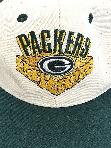 [6] 雑貨 古着 90s NFL Green Bay Packers 「1995 NFC CENTRAL CHAMPIONS」 コットン キャップ Free 帽子 � 古着