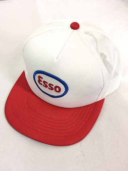 雑貨 古着 80s Esso ワンポイント 5パネル メッシュ キャップ