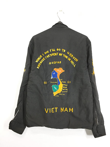 古着 60s 人気 黒単色 豪華 刺しゅう ベトナム スーヴェニア ジャケット ベトジャン XL位 美品!! 古着