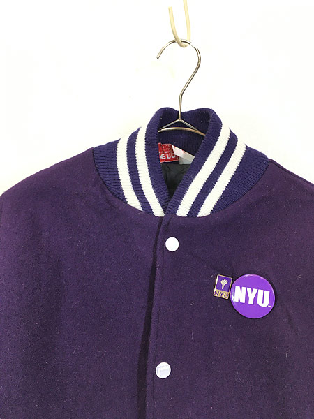 古着 90s USA製 Empire 「NYC」 カレッジ 本革 レザー × メルトン