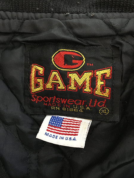 90s GAME Sportswear USA製 ビンテージ レザー スタジャン-