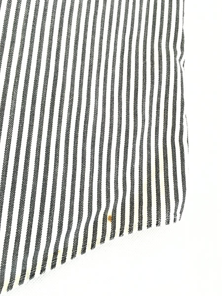 [5] 古着 80s USA製 LE TIGRE 黒×白 ストライプ コットン シャツ 柄シャツ L 古着