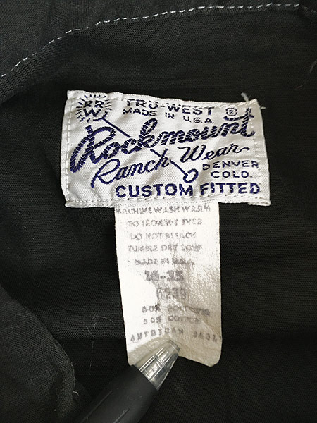 古着 80s USA製 Rockmount イーグル フロント フラップ ブラック ウエスタン シャツ 16 古着