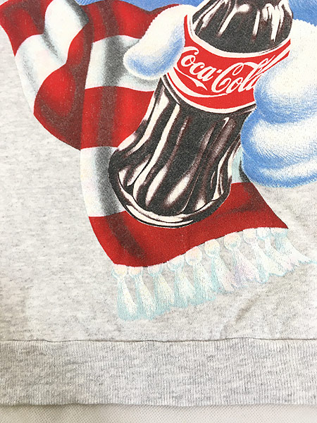 [5] 古着 90s Coca-Cola コーラ シロクマ 企業 ロゴ プリント スウェット トレーナー XL位 古着